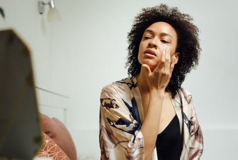 woman applying product