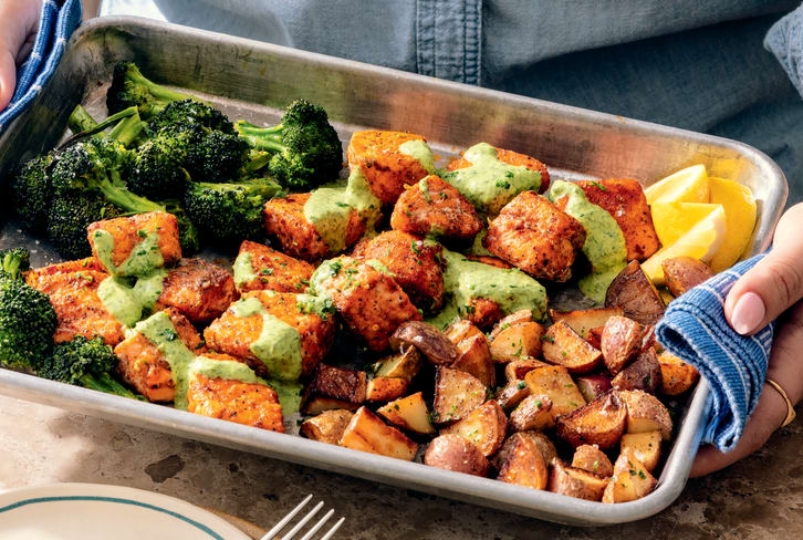 This Creamy Cilantro Salmon Is A Sheet Pan Dinner Worthy Of Company