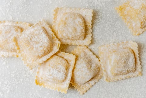 Fresh Homemade Ravioli Covered in Flour