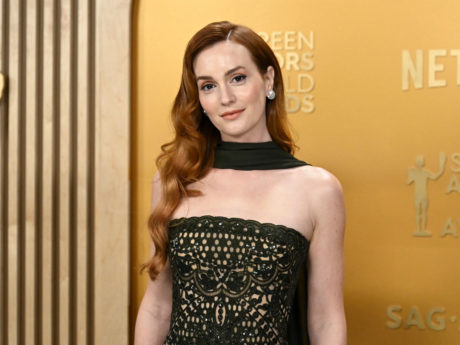 Leighton Meester Debuted Auburn Hair and the Perfect Date-Night Dress at the SAG Awards