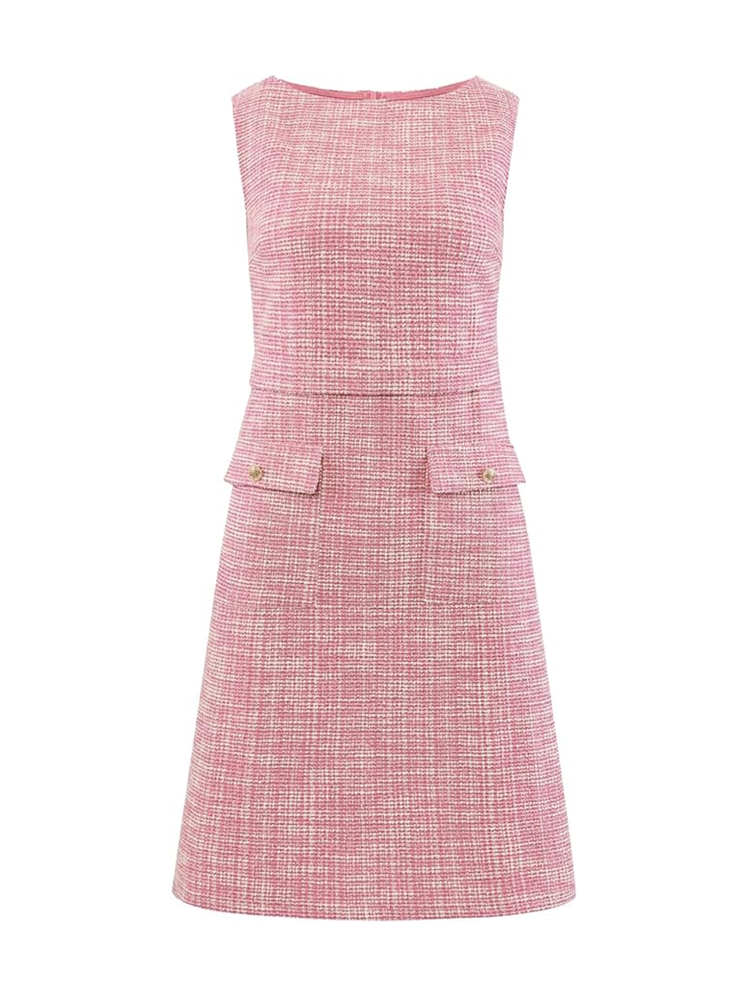 Hobemty Sleeveless Tweed Dress