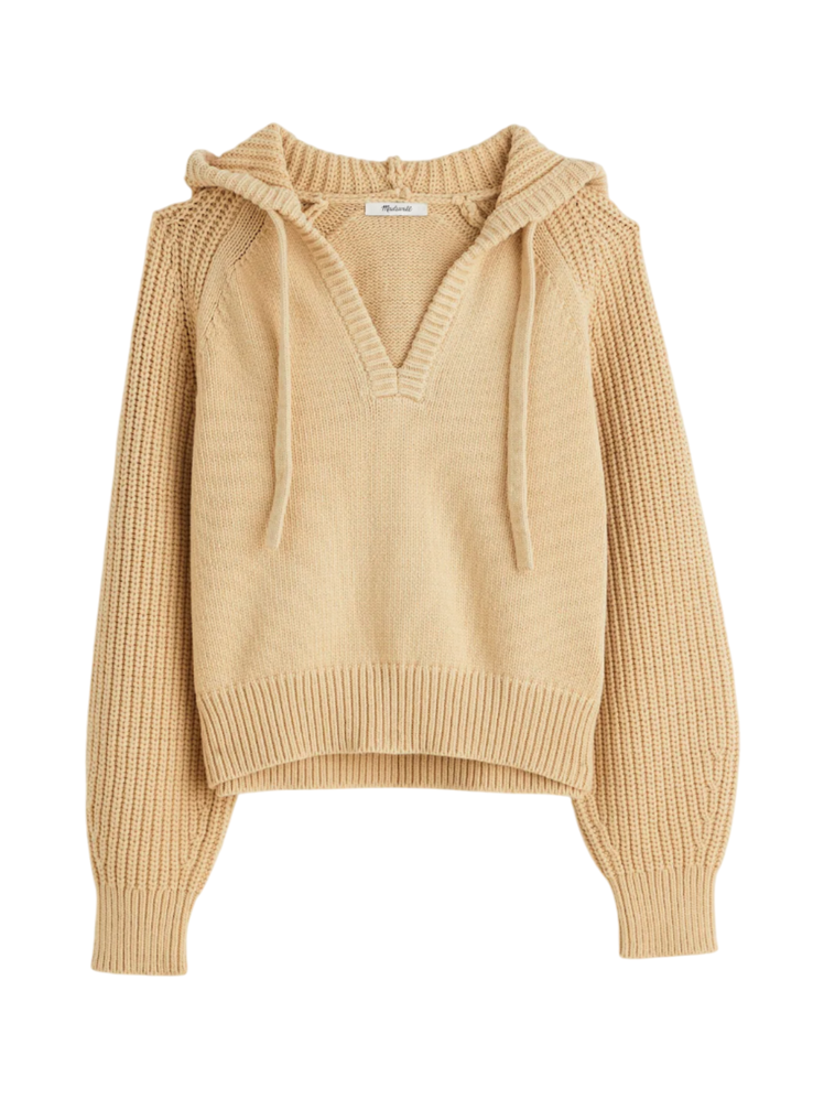 Madewell Open-Neck Ribbed Hoodie 