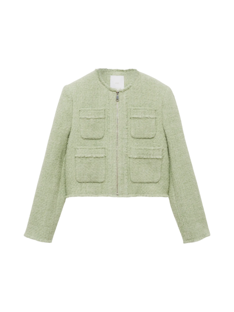 Mango Tweed Jacket with Zip 