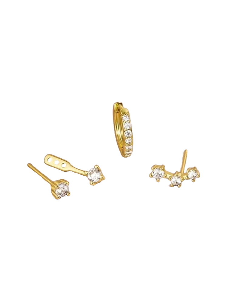 Poxtex Gold Stud Earrings Set